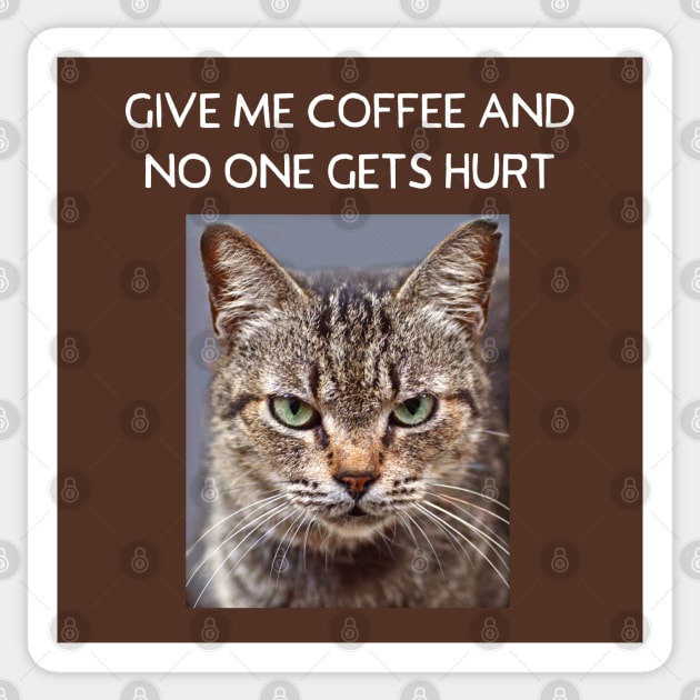 Funny Tabby Cat Men's Women's Grumpy Coffee Lovers Gift Sticker by Pine Hill Goods